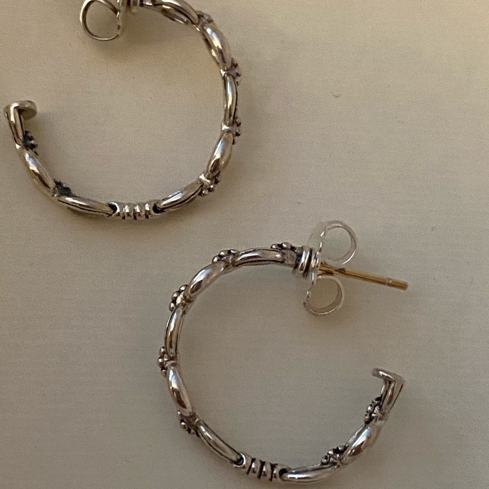 LAGOS STERLING SILVER PIERCED HOOP POST EARRINGS